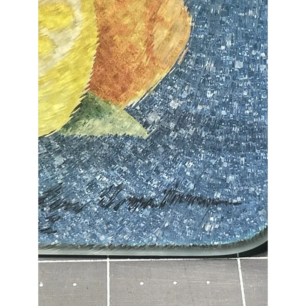 Tempered Glass Cutting Board Daisy Bowl Yellow Blue - 15